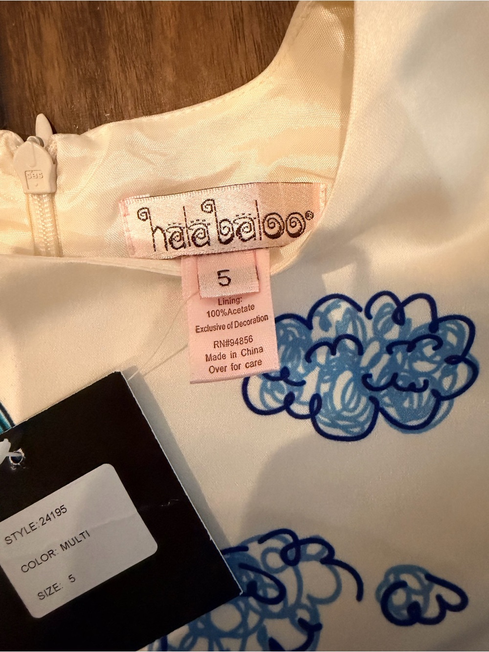 Halabaloo Cream Dress with Hand-Drawn Print NWT size 5 - Picture 3 of 4
